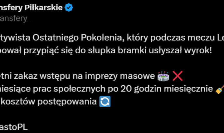 WYROK dla aktywisty Ostatniego Pokolenia za ''incydent'' na meczu Lechia - Lech!